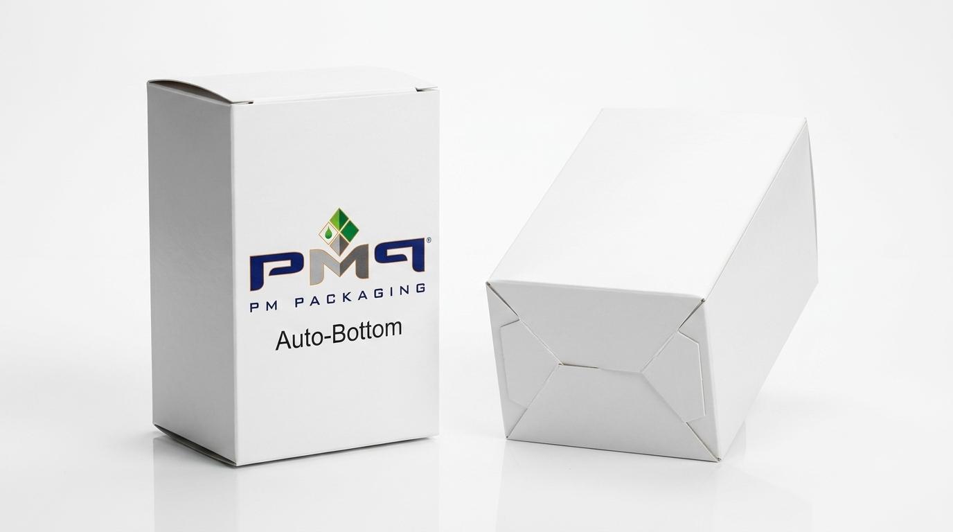 Comparison of auto-bottom crash-lock carton and snap-lock 1-2-3 bottom folding carton by PM Packaging