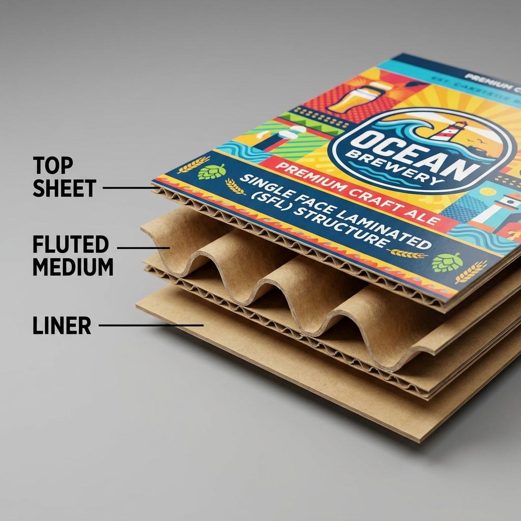 Single Face Lamination 3-Layer Corrugated Structure