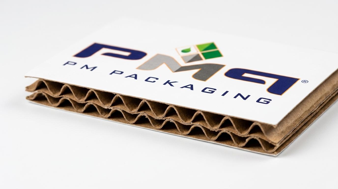 Commercial studio macro cutaway showing the layered anatomy of Single Face Litho-laminate microflute board