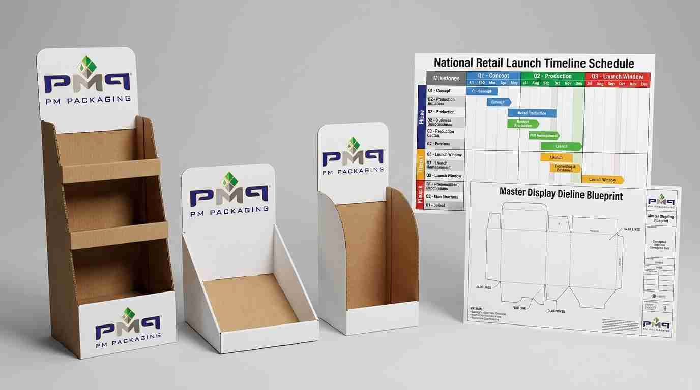 Learn how consumer brands plan high-volume retail display manufacturing for fixed promotional launch dates, engineering modular floor displays and PDQ trays, managing pre-pack logistics, and locking press capacity.