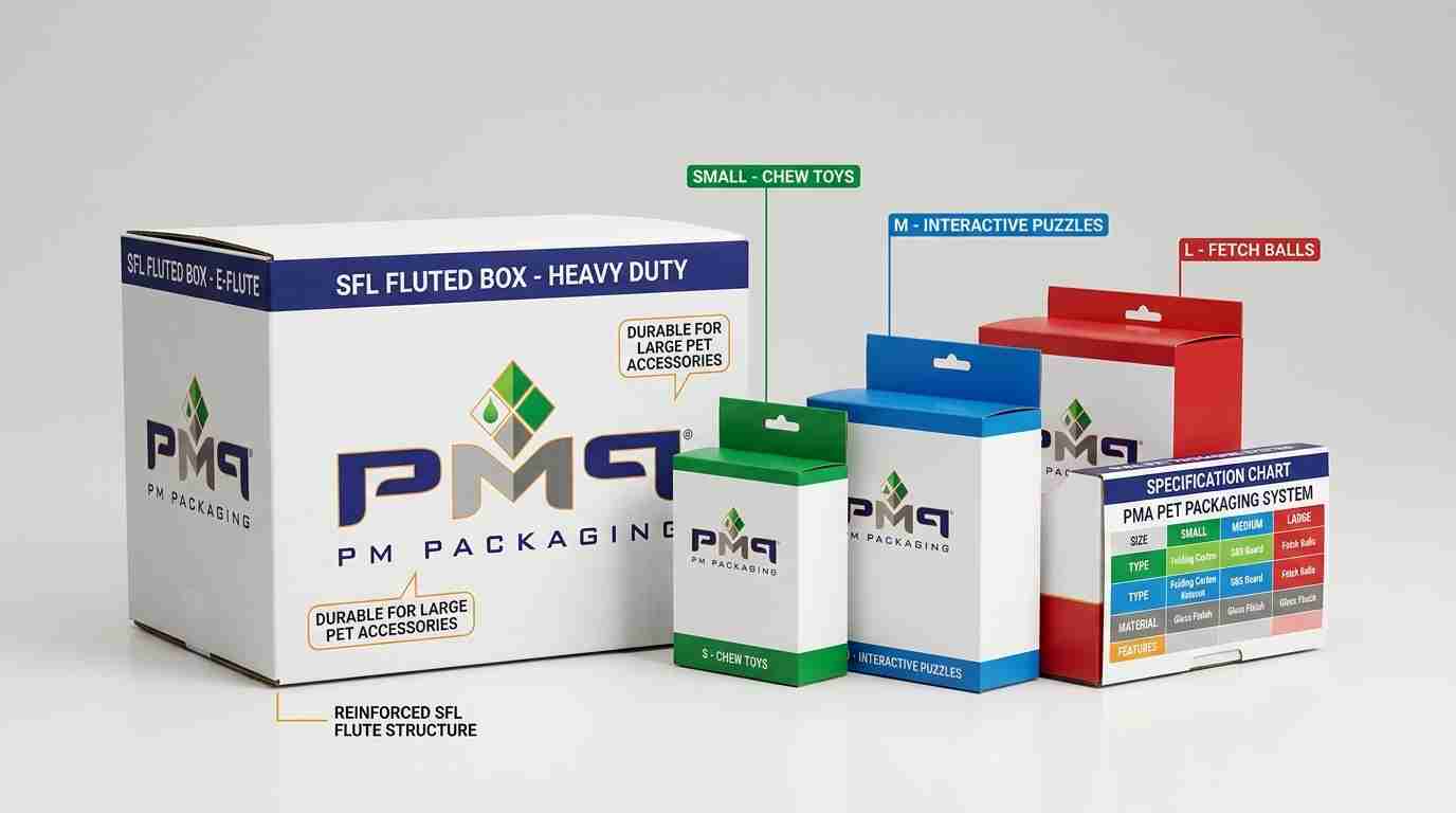 Learn how pet toy and accessory brands manage complex multi-SKU packaging programs, balancing folding cartons, SFL fluted boxes, size navigation, and retail consistency.