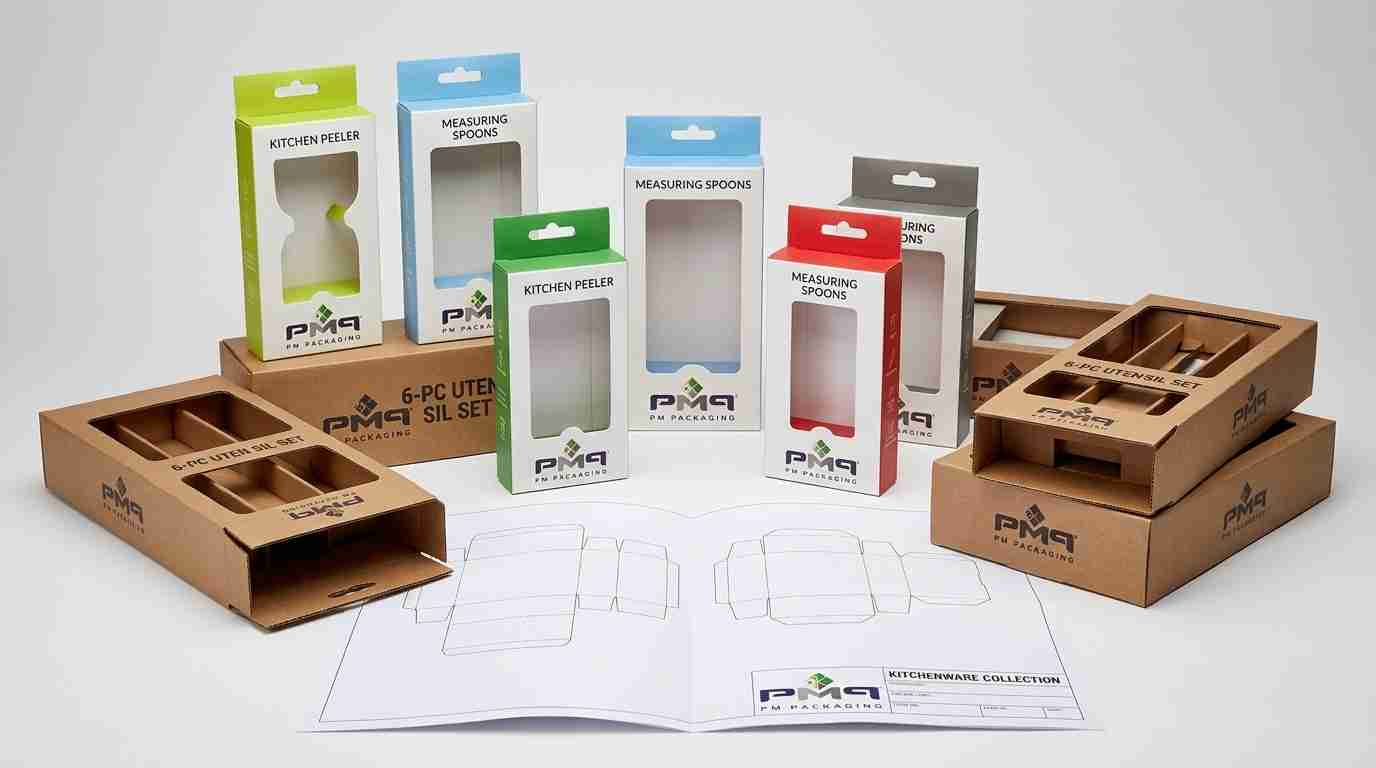 Learn how kitchenware and gadget brands scale high-volume packaging programs, standardizing dielines across peelers and utensils, balancing folding cartons with SFL utensil sets, and managing multi-channel replenishment.