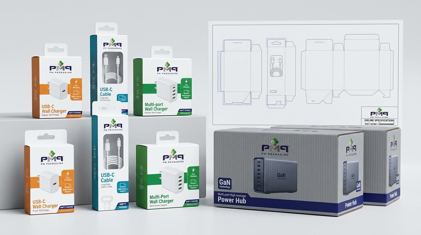 Large-Quantity Packaging for Chargers, Power Adapters and Cable Product Lines | PM Packaging