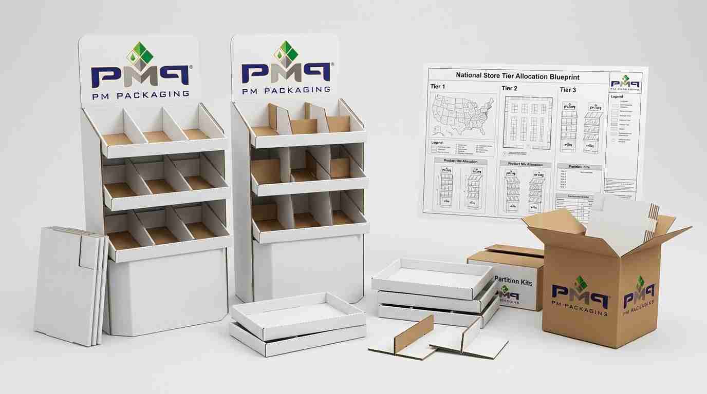 Learn how brands manufacture national retail display programs with store-level assortment variations, modular partitions, weight load engineering, and pack-out logistics.