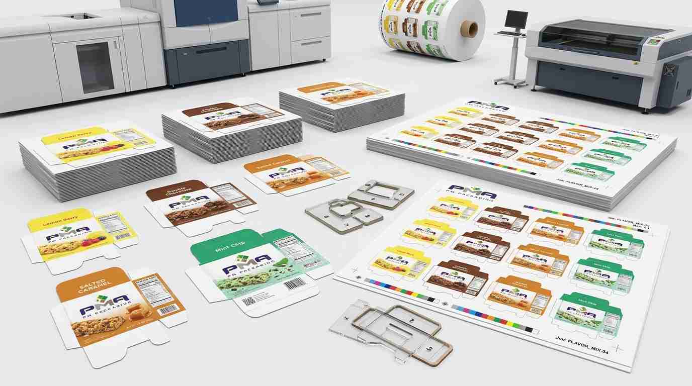 Learn how to manage large-scale folding carton production across multiple print versions, standardizing dielines while organizing prepress artwork, G7 color consistency, and press changeovers.
