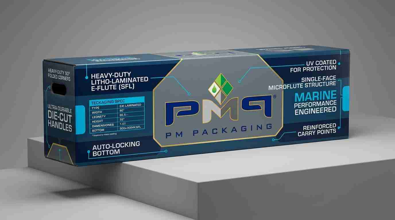 Discover how litho-laminated single-face microflute packaging provides heavy-load transit protection, photorealistic retail graphics, and sustainable unboxing for marine trolling motors and sonar mounts.