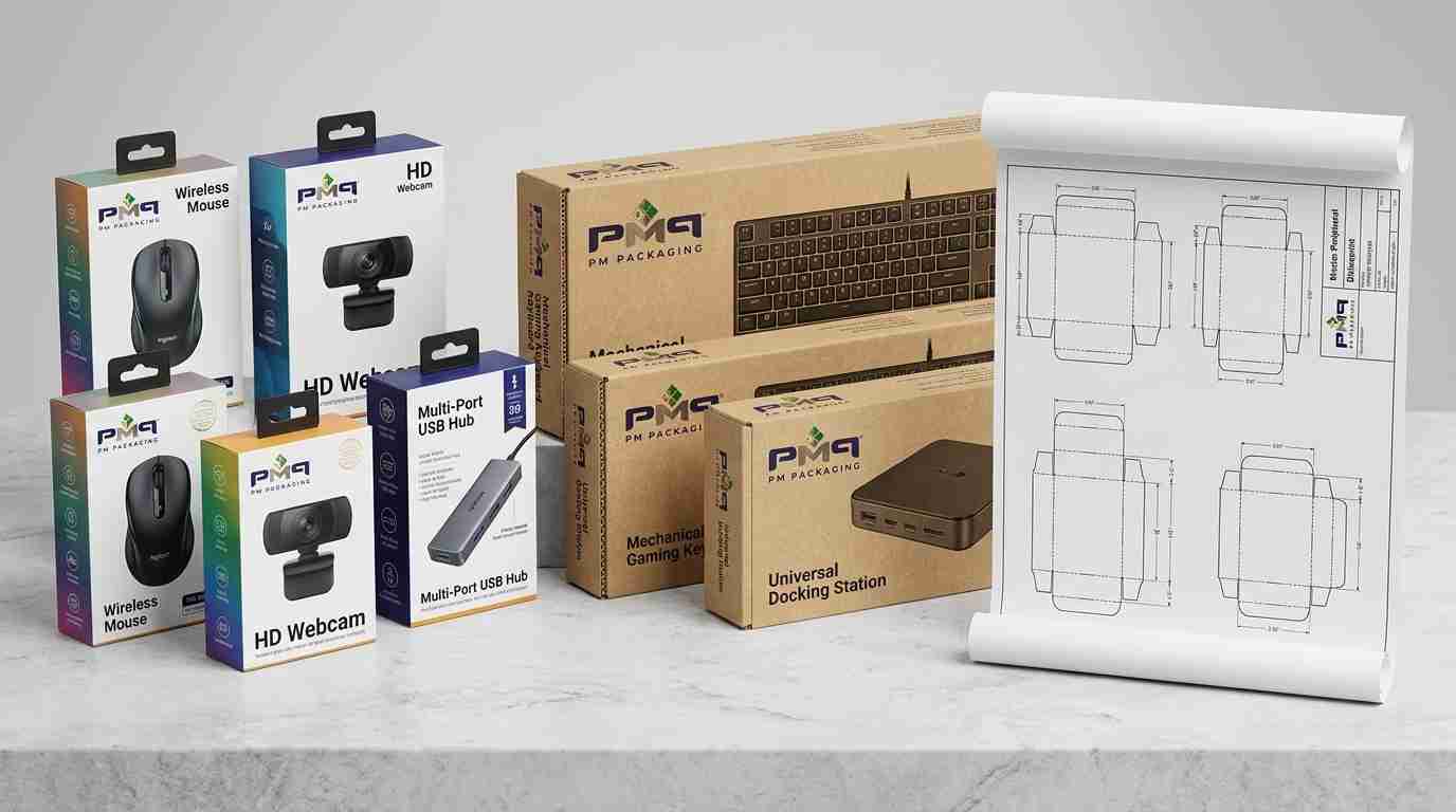 Learn how computer peripheral brands manage multi-SKU packaging programs, standardizing dielines across mice, webcams, and keyboards, balancing folding cartons with SFL docking stations, and managing generation revisions.
