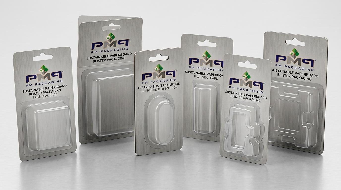 An executive procurement and packaging engineering guide on when and how consumer brands should transition from rigid thermoformed plastic clamshells to high-performance paperboard blister cards and trapped blister packaging.