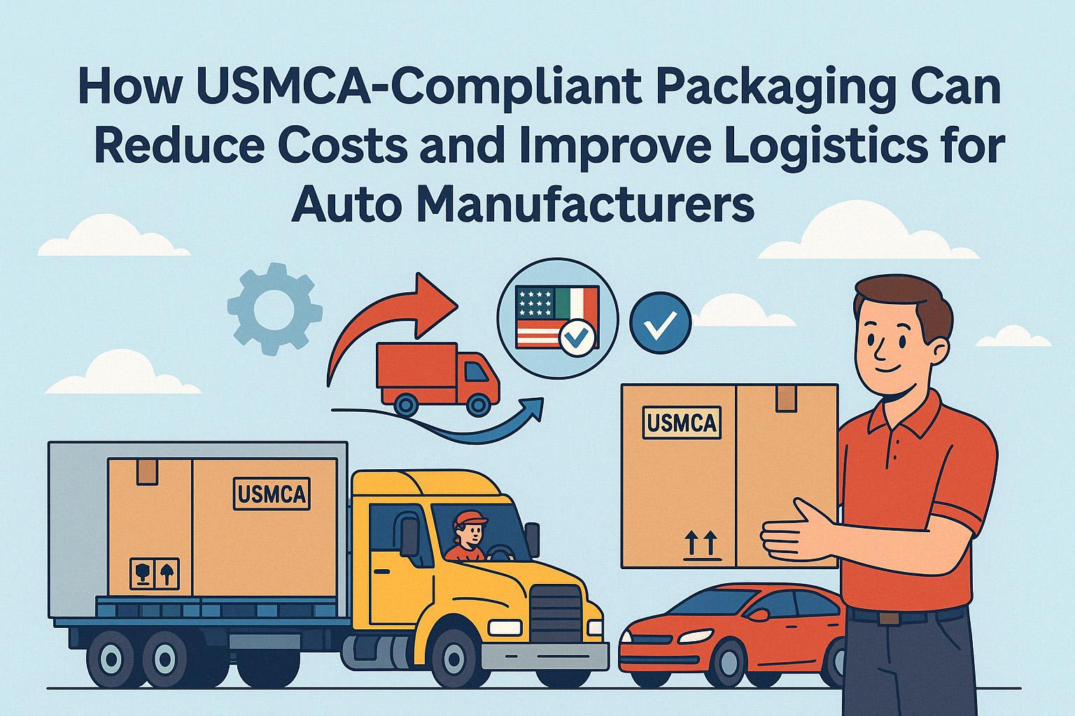 Discover how USMCA-compliant packaging helps automotive manufacturers reduce tariffs, lower shipping costs, and streamline cross-border logistics. Partner with PM Packaging for North American-made, tariff-free packaging solutions.